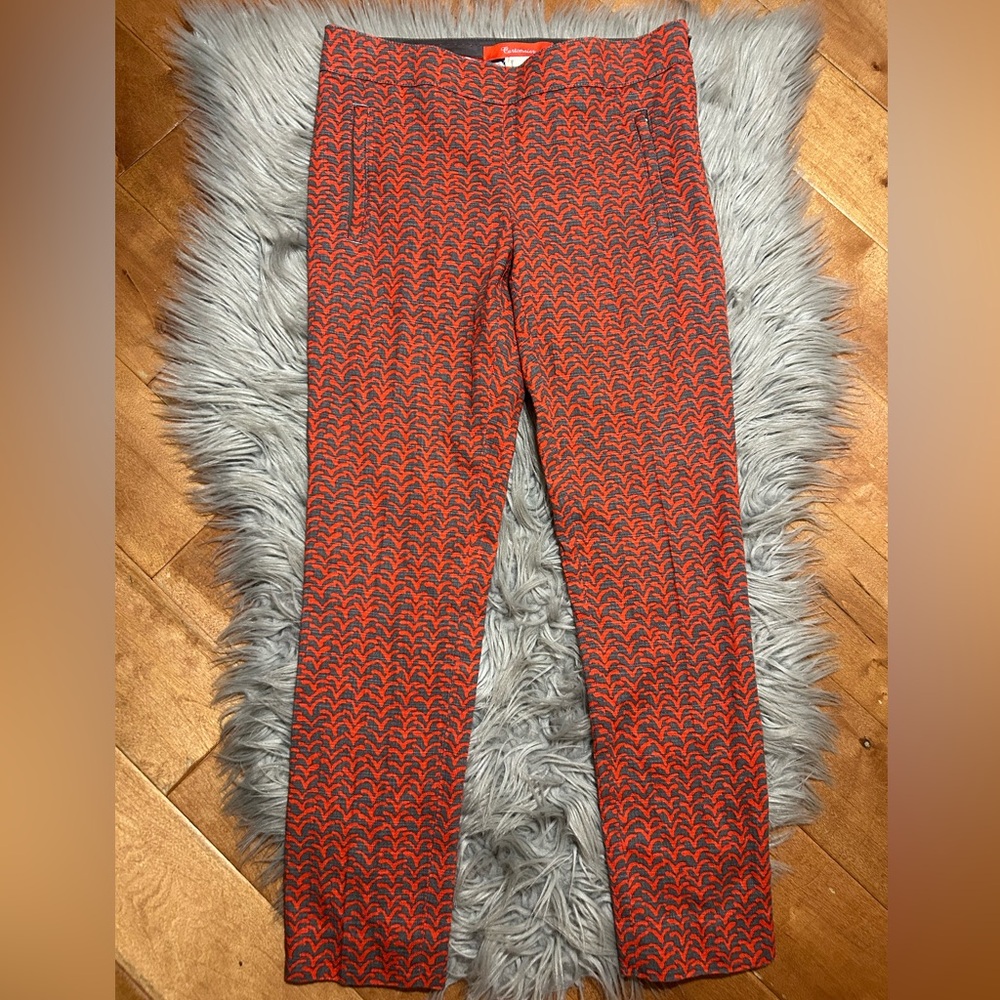 Anthropologie Cartonnier Ankle Orange and Gray Print Pants Size 2